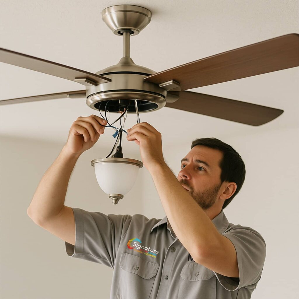 Signature Electrician Installing Ceiling Fan