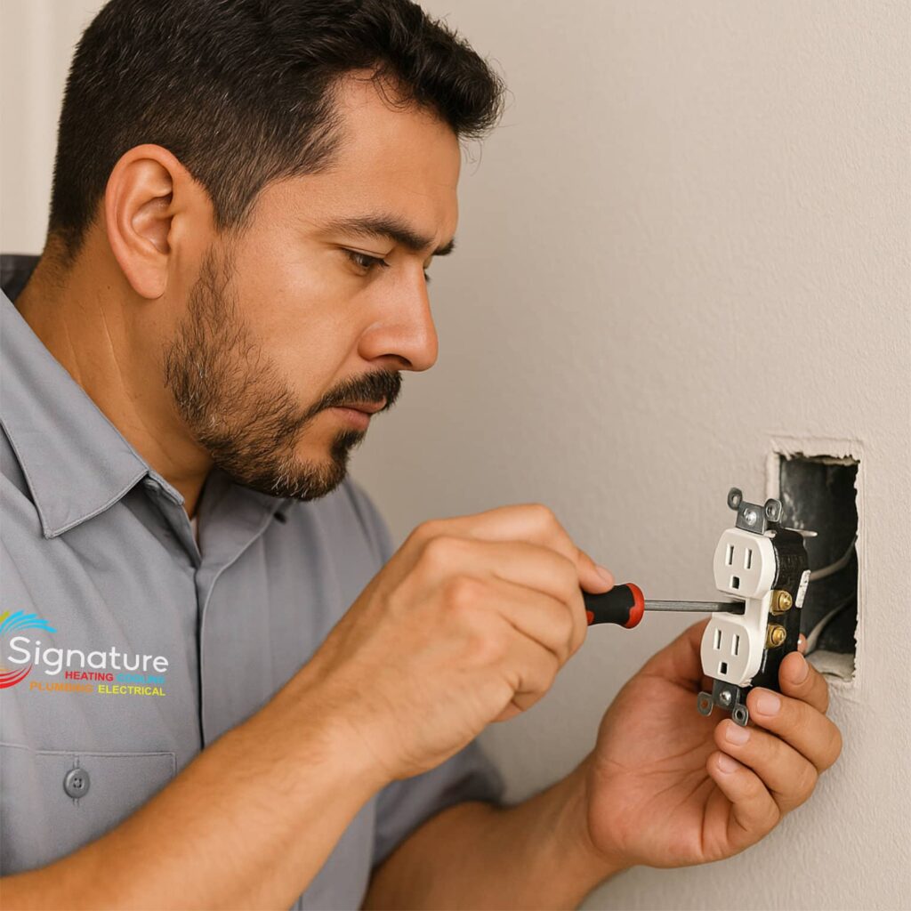 Signature Electrician fixing a plug